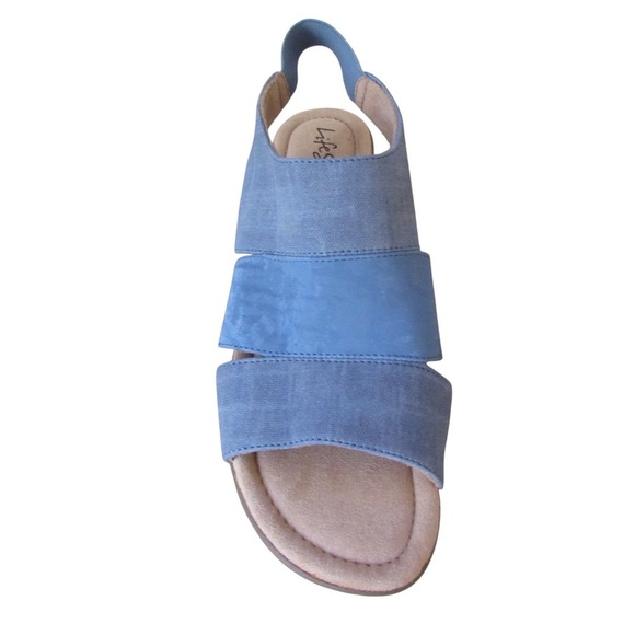 Lifestride Taura Sandals 9.5 Blue Slip On Open Toe Faux Leather Classic - Picture 3 of 9